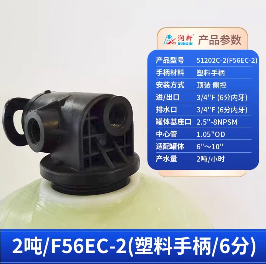 古浪润新手动过滤阀2吨51202C-2塑料手柄6分内牙顶装侧控